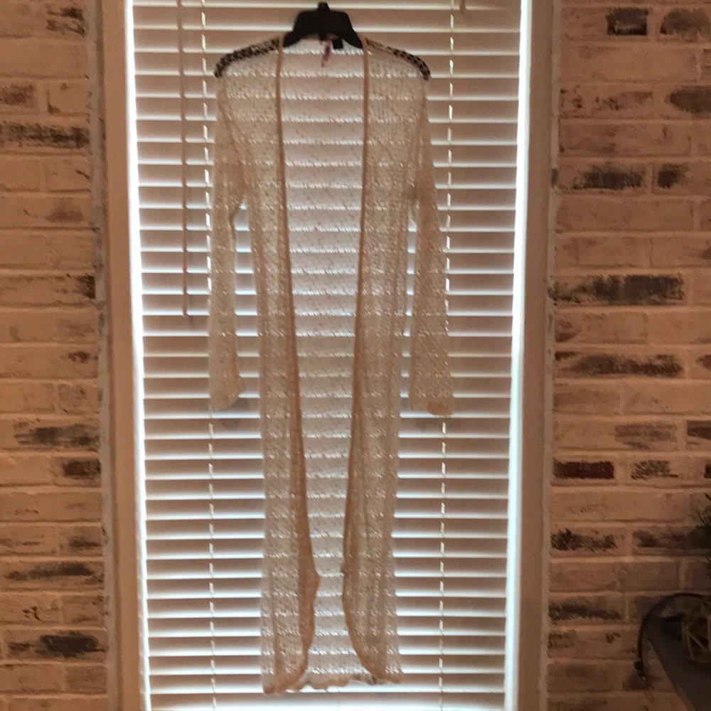 Long crochet jacket.